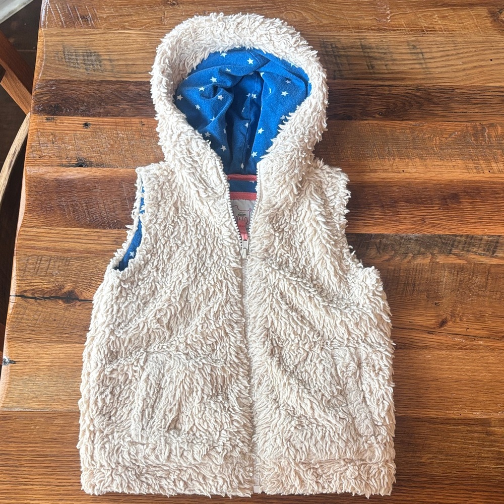 Mini Boden Cozy Sherpa Hooded Vest 3-4Y